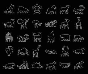 Animals logos collection. Animal logo set. Isolated on Black background	