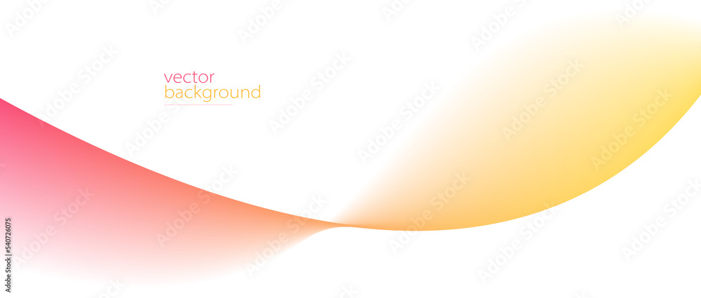 Poster curve shape flow vector abstract background in red and yellow gradient, motion art,