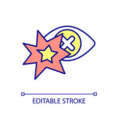 Blindness caused by nuclear flash RGB color icon. Explosion effect on health. Eyesight damage. Isolated vector illustration. Simple filled line drawing. Editable stroke. Arial font used