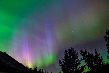 Fototapeta na wymiar Northern lights aurora borealis night photography