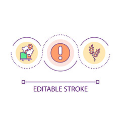 Ban wheat trade loop concept icon. Food market regulation. Delivering restriction. Limited export abstract idea thin line illustration. Isolated outline drawing. Editable stroke. Arial font used