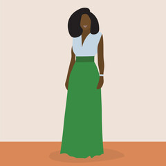 Young Stylish African Model in elegant line art style vector