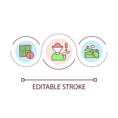 Limited farmland resources loop concept icon. Lack of cultivated area. Agriculture land shortage abstract idea thin line illustration. Isolated outline drawing. Editable stroke. Arial font used