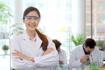 Team of biology researcher and scientist doing the biotechnology experiment in laboratory.