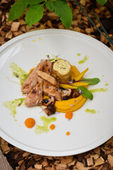Fine fining chickefn fillets with vegetable.