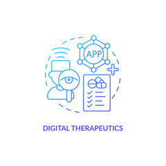 Remote digital health support blue gradient concept icon. Healthcare industry trend. Mobile health app abstract idea thin line illustration. Isolated outline drawing. Myriad Pro-Bold font used