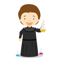 Marie Curie cartoon character. Vector Illustration. Kids History Collection.