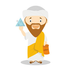 Pythagoras cartoon character. Vector Illustration. Kids History Collection.