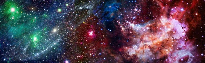 Stars in the galaxy. Panorama. Universe filled with stars, nebula and galaxy,. Elements of this image furnished by NASA