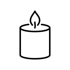 Candle icon. Burning candle for party, wedding, birthday, mourning, lighting, fragrance made in simple linear style isolated on white background.
