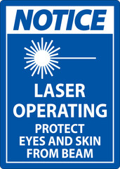 Fototapeta premium Notice Laser Operating Protect Eyes And Skin From Beam Sign