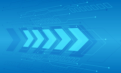 Blue arrows technology circuit zoom speed motion futuristic design ultramodern background vector
