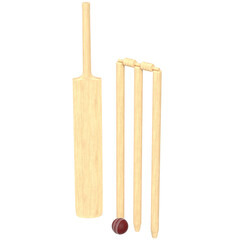 3d rendering illustration of cricket equipment