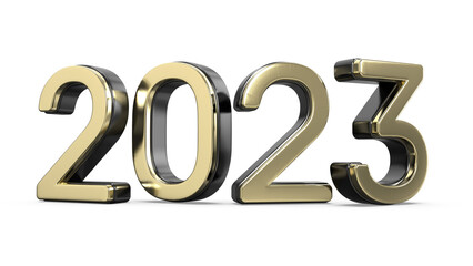 Happy new year 2023 gold 3d number element