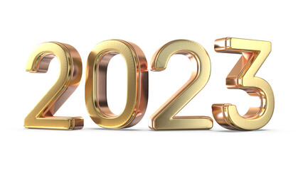 Happy new year 2023 gold 3d number element