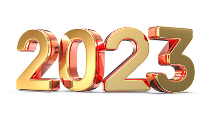 Happy new year 2023 gold 3d number element