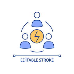 Available energy for consumers blue and yellow RGB color icon. Renewable power strategy. Government program. Isolated vector illustration. Simple filled line drawing. Editable stroke. Arial font used