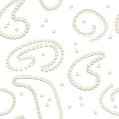 Seamless pattern pearl beads. Vector drawing style is flat on a white isolated background. Postcards, printing on fabric, banner, website