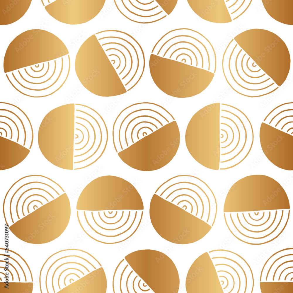 Aufkleber geometric circle seamless pattern. abstract gold background. modern golden texture. repeated bauhaus