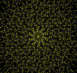 The illustrations and clipart. Abstract image. Yellow dot spots in a straight line pattern in dark space.