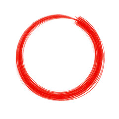 Textured red circle frame, transparent background, isolated