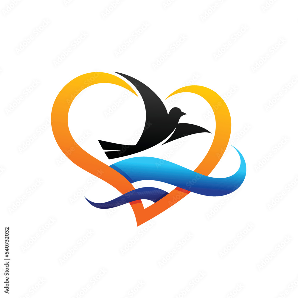 Canvas Prints Bird logo with love concept