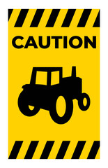 Farm Machinery Crossing Sign On White Background