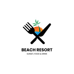 Beach resort logo design template