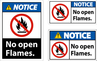 Fototapeta premium Notice No Open Flames Label Sign On White Background