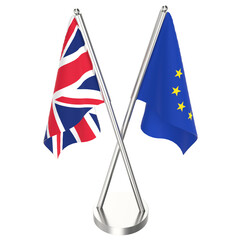 3d rendering illustration of cross pole table top flags