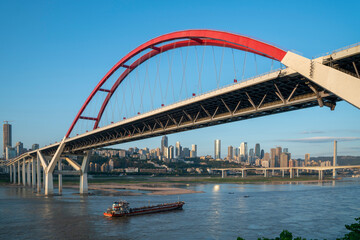 Obraz premium The scenery of Chongqing, China, where ships sail on the Yangtze River