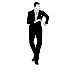 ダンスをするスーツの男性