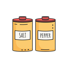 Salt and pepper bottles set. Doodle style.