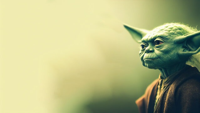 Yoda isolated on futuristic background. Illustration digital painting