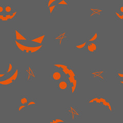 Fototapeta na wymiar Vector. Seamless repeating cartoon face pattern. Thanksgiving, Halloween concept. Seasonal print for textiles, holiday background, gift wrapping, invitations. Autumn concept, plant compositions.