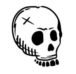 Vintage skull hand drawn design illustration. 