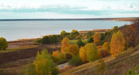Beautiful autumn landscape on Pleshcheevo Lake