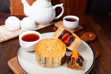 Mooncakes Auspicious festival of Chinese or Asian people. Mid-Autumn Festival.