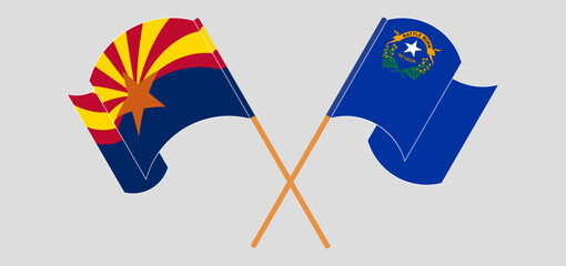 Crossed and waving flags of the State of Arizona and The State of Nevada