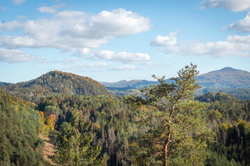 Idyllic and panoramic view of Czech Republic, National Park, Bohemian Switzerland, České Švýcarsko, Jetrichovice