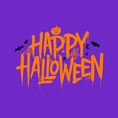 Obraz premium Happy Halloween Lettering. Vector Illustration of Holiday October 31 Postcard.