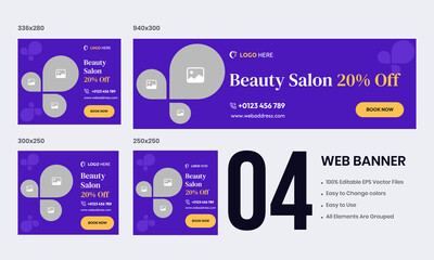 Beauty Salon Discount Offer Web Set Banner Design