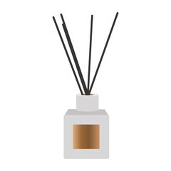 Aromatherapy. Aroma diffuser, essential oil for home. Vector flat illustration concept. Glass Jar Different Color with Wooden Aroma Sticks