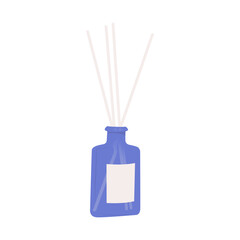 Aromatherapy. Aroma diffuser, essential oil for home. Vector flat illustration concept. Glass Jar Different Color with Wooden Aroma Sticks