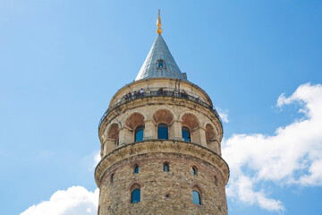 Fototapeta na wymiar View of the famous fourteenth-century Galata Tower - Istanbul - Turkey
