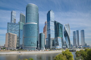 Fototapeta na wymiar Moscow, Russia - August 12, 2022: The towers of the Moscow International Business Center 