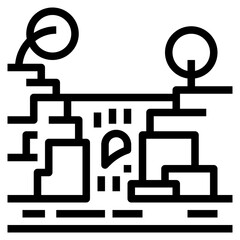 waterfall line icon