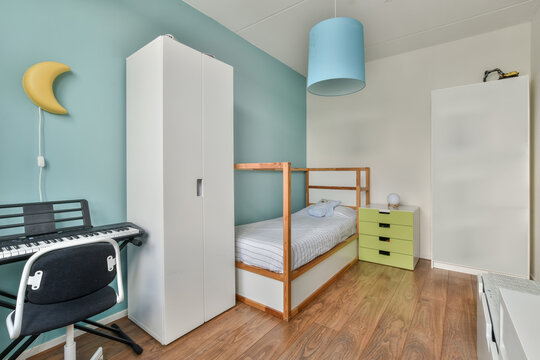 Children bedroom with musical synthesizer