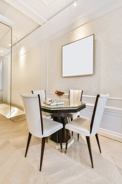Dining table in luxury modern apartment