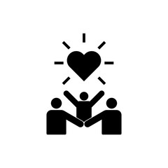 Obraz premium Sinmple flat vector illustration of happy family staying together 